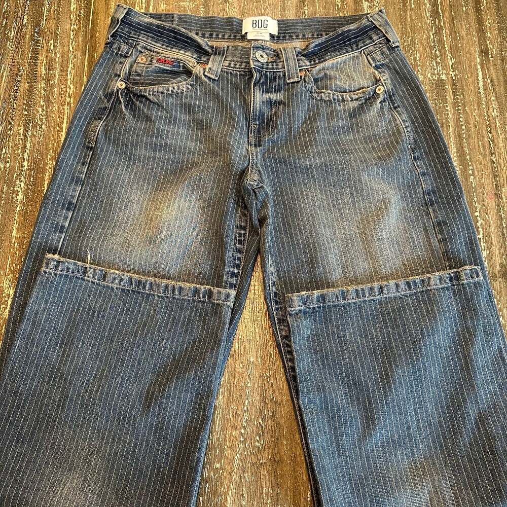 BDG Urban Outfitters Wide Leg Baggy Striped Pinstripe Denim Jeans Womens Size 31
